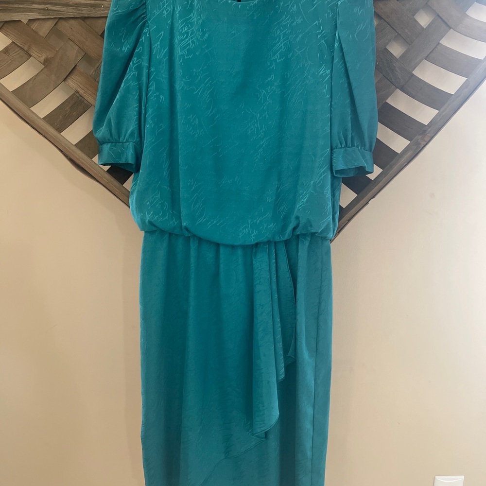 VINTAGE 80's Act Green Sac Pleated Dress Size 4-6
